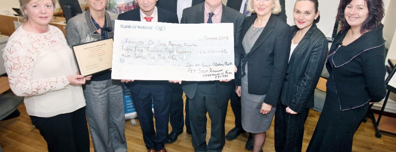 John McKeon Pet Stop Discount Warehouse & Fuel Centre John McKeon Pet Stop Discount Warehouse & Fuel Centre presenting a cheque for €44,836.55c to Friends of Sligo Regional Hospital for Cardiac Services at the hospital